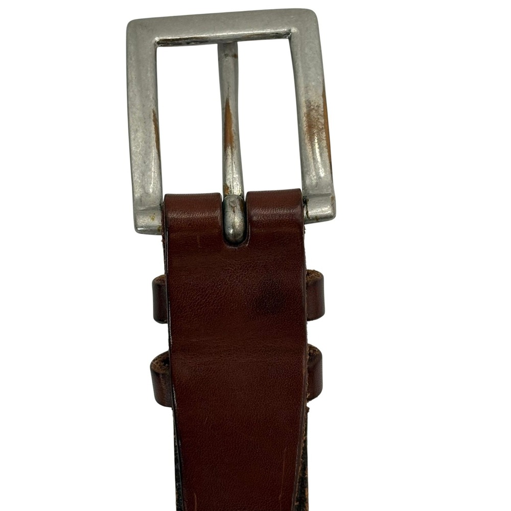 Polo Ralph Lauren Leather Belt Mens 38 Brown Square Silver Tone Buckle Pony - Picture 6 of 9
